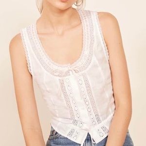 Reformation Eyelet Linen Top